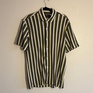 True Religion Green and White Striped Shirt